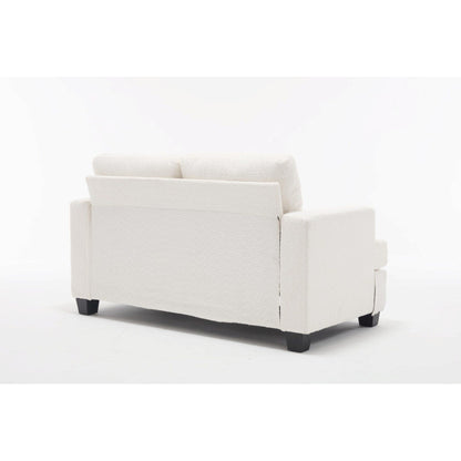 White 63'' Fabric 2-Seater Sofa with Deep Seating and 3 Pillows