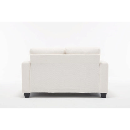White 63'' Fabric 2-Seater Sofa with Deep Seating and 3 Pillows