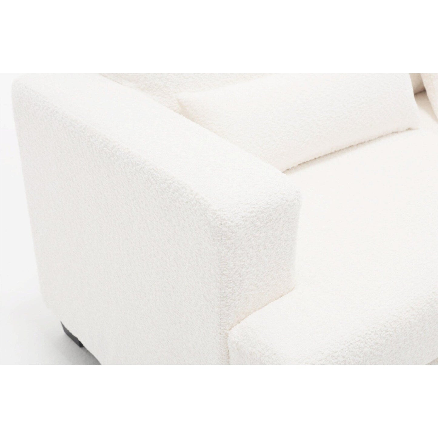 White 63'' Fabric 2-Seater Sofa with Deep Seating and 3 Pillows