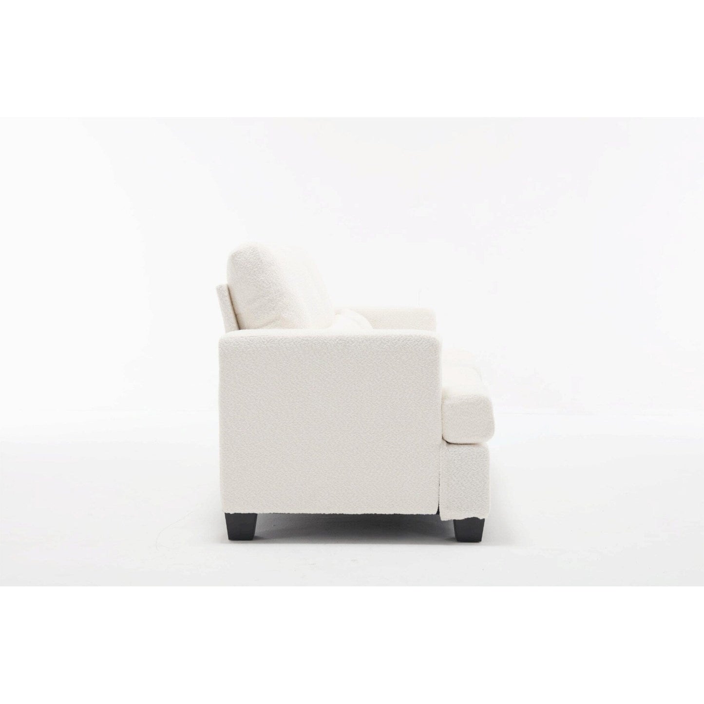 White 63'' Fabric 2-Seater Sofa with Deep Seating and 3 Pillows