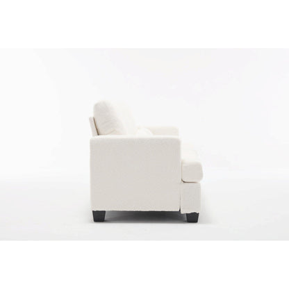 White 63'' Fabric 2-Seater Sofa with Deep Seating and 3 Pillows