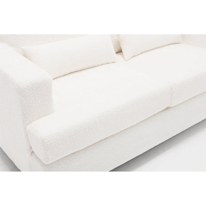 White 63'' Fabric 2-Seater Sofa with Deep Seating and 3 Pillows