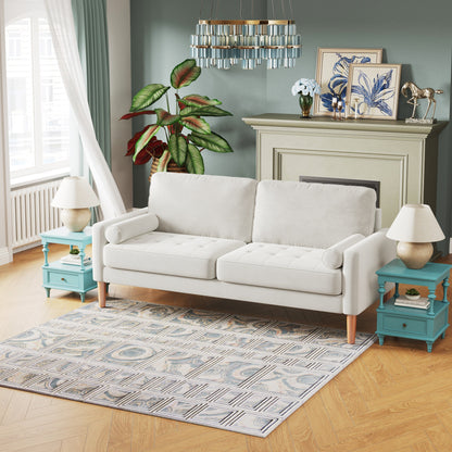 White 67.7'' Upholstered 3-Seater Sofa with Tool-Free Assembly