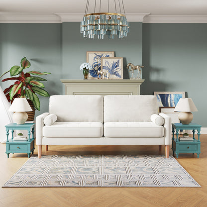 White 67.7'' Upholstered 3-Seater Sofa with Tool-Free Assembly