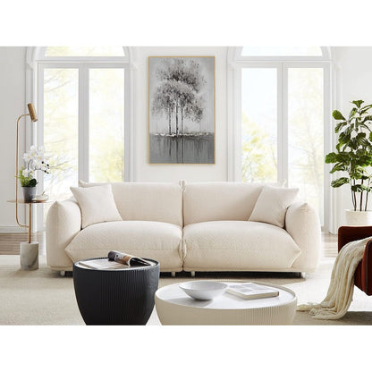 White 87 Oversized Loveseat Couch with Metal Frame, 2 Pillows, and Durable Upholstery