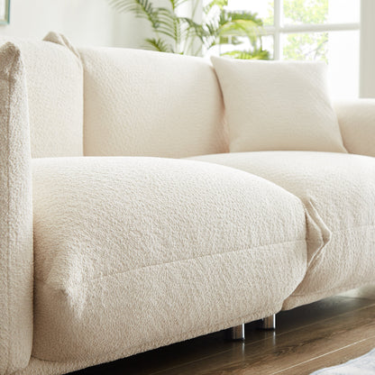 White 87 Oversized Loveseat Couch with Metal Frame, 2 Pillows, and Durable Upholstery