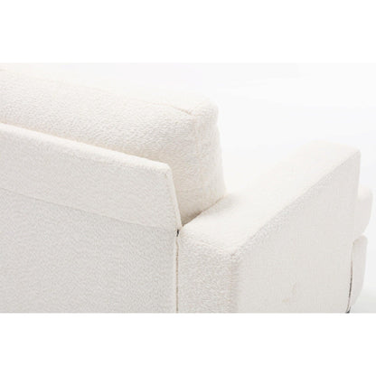 White 88.4 Fabric Modern 3-Seater Sofa Couch Sofa, with 3 Pillows, Removable Back Cushions, Hardwood and Steel Frame