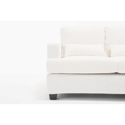 White 88.4 Modern Fabric 3-Seater Sofa with 3 Pillows, Removable Back Cushions, Hardwood and Steel Frame