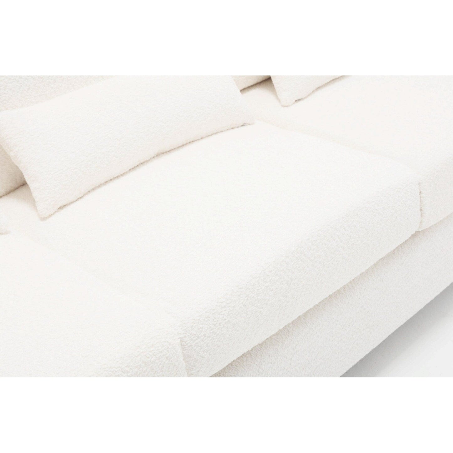 White 88.4 Modern Fabric 3-Seater Sofa with 3 Pillows, Removable Back Cushions, Hardwood and Steel Frame