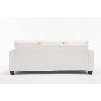 White 88.4'' Fabric 3-Seater Sofa with Removable Back Cushions