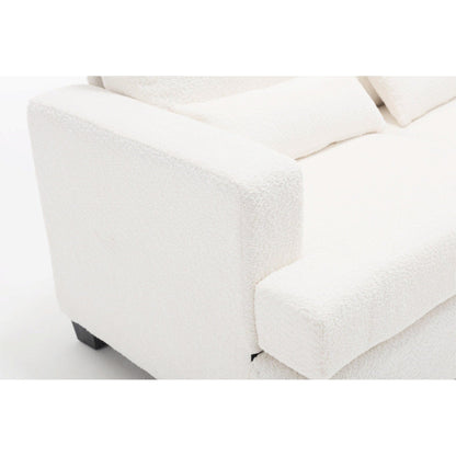 White 88.4'' Fabric 3-Seater Sofa with Removable Back Cushions