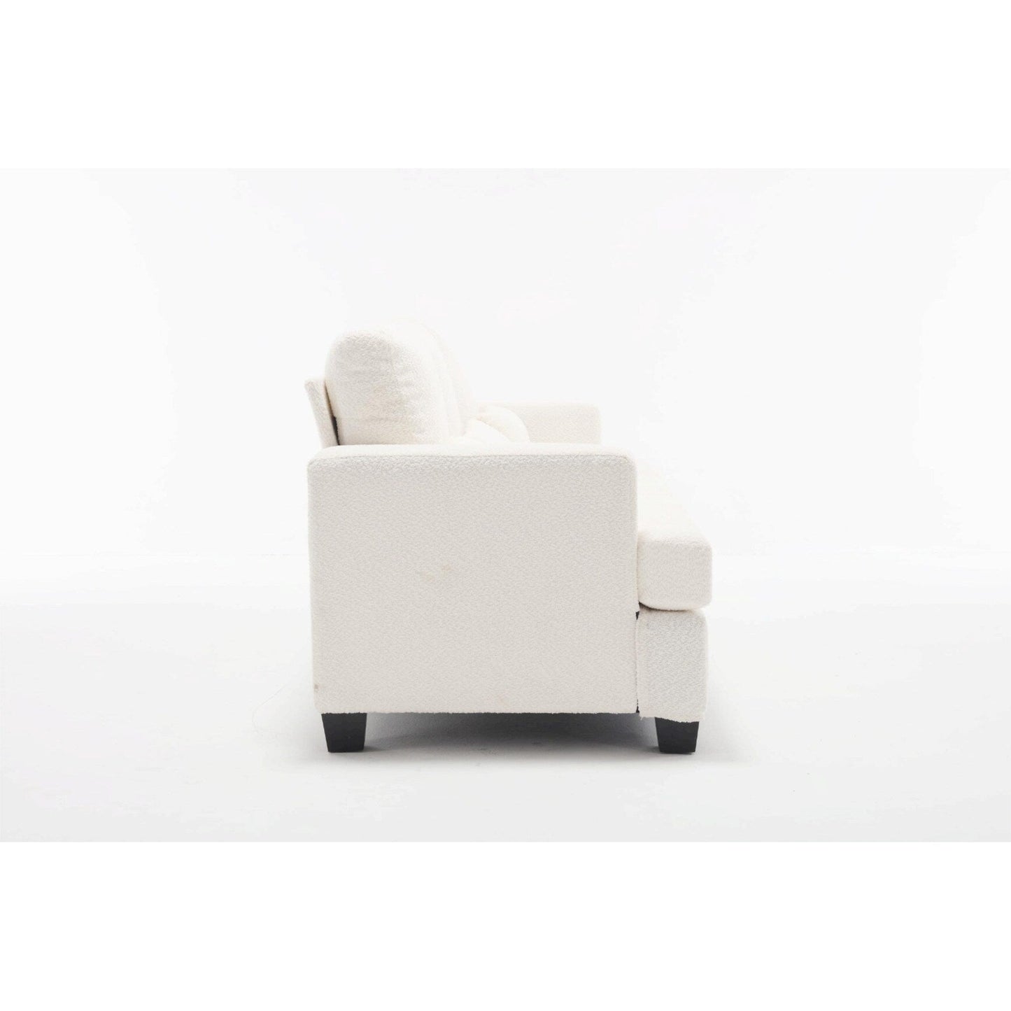 White 88.4'' Fabric 3-Seater Sofa with Removable Back Cushions, Deep Seating, and Sturdy Hardwood-Steel Frame