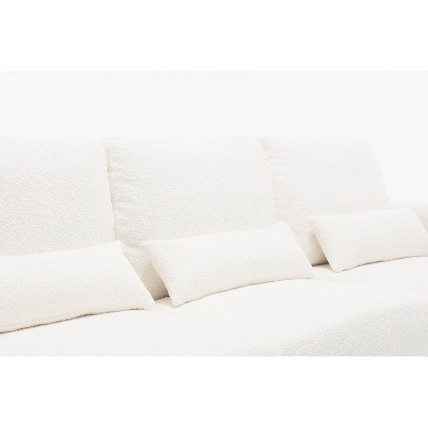 White 88.4'' Fabric 3-Seater Sofa with Removable Back Cushions, Deep Seating, and Sturdy Hardwood-Steel Frame
