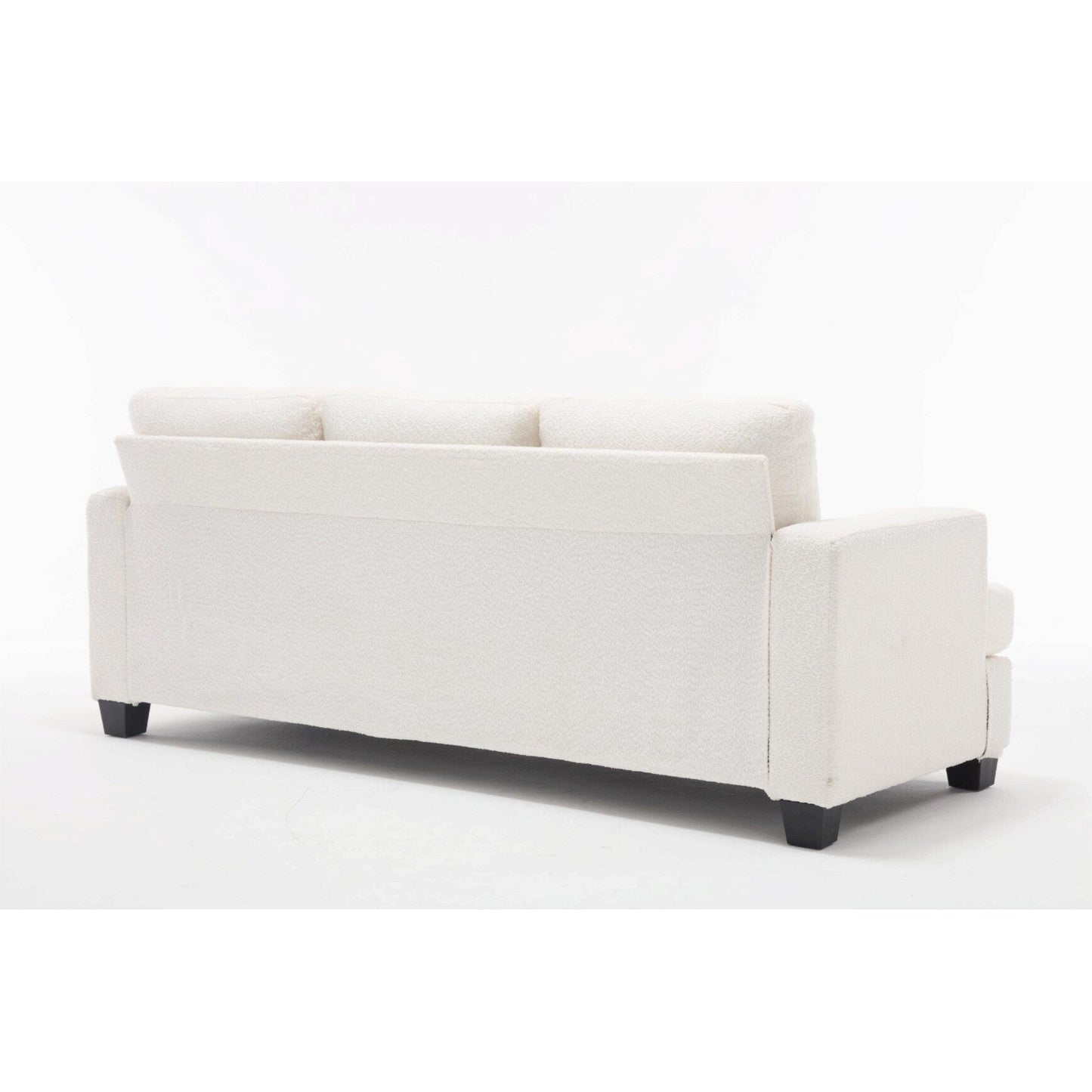 White 88.4'' Fabric 3-Seater Sofa with Removable Back Cushions, Deep Seating, and Sturdy Hardwood-Steel Frame