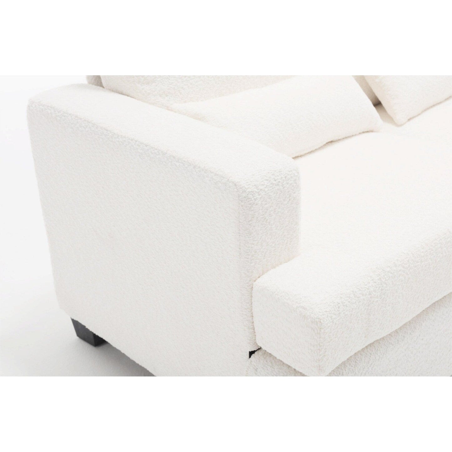 White 88.4'' Fabric 3-Seater Sofa with Removable Back Cushions, Deep Seating, and Sturdy Hardwood-Steel Frame