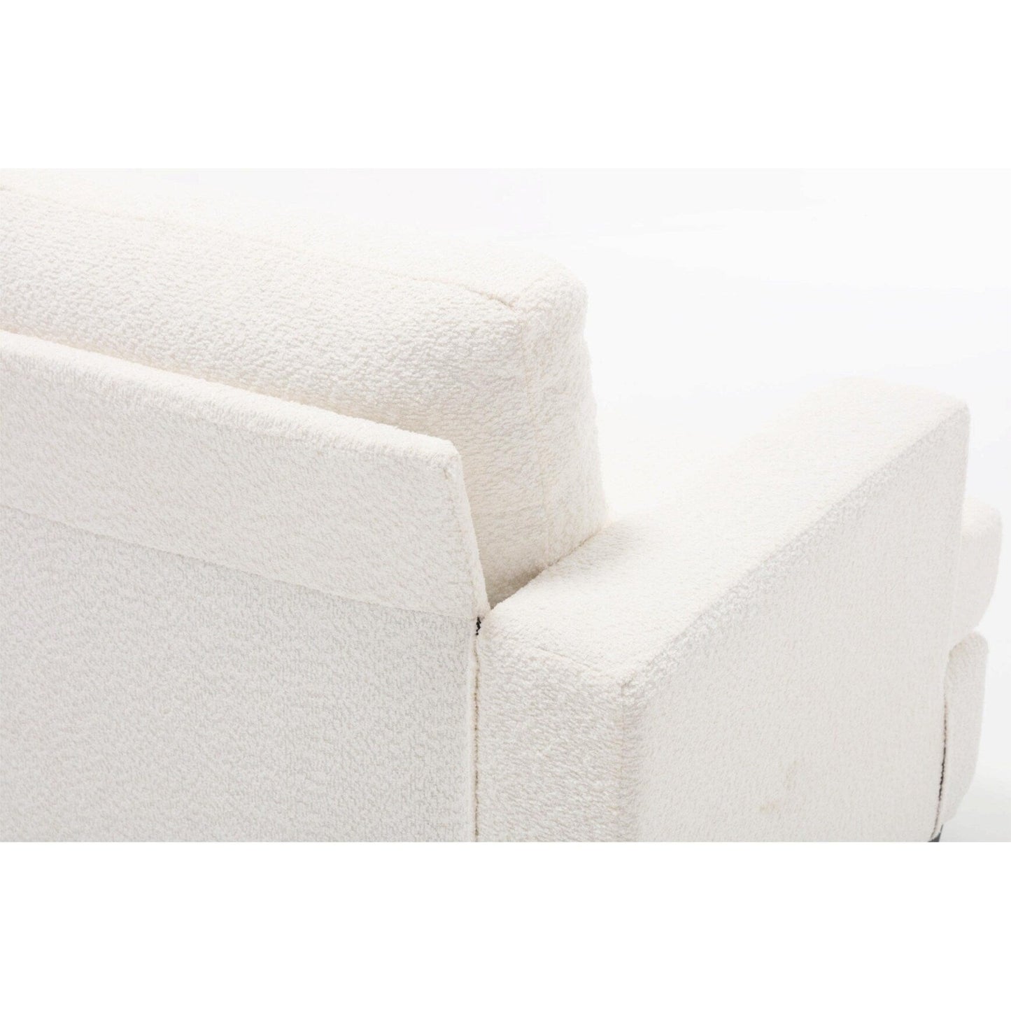 White 88.4'' Fabric 3-Seater Sofa with Removable Back Cushions, Deep Seating, and Sturdy Hardwood-Steel Frame