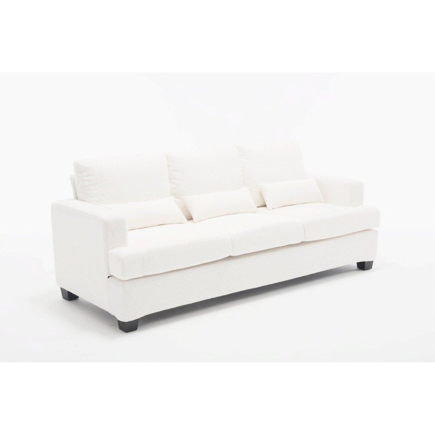 White 88.4'' Fabric 3-Seater Sofa with Removable Back Cushions