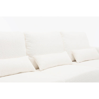 White 88.4'' Fabric 3-Seater Sofa with Removable Back Cushions
