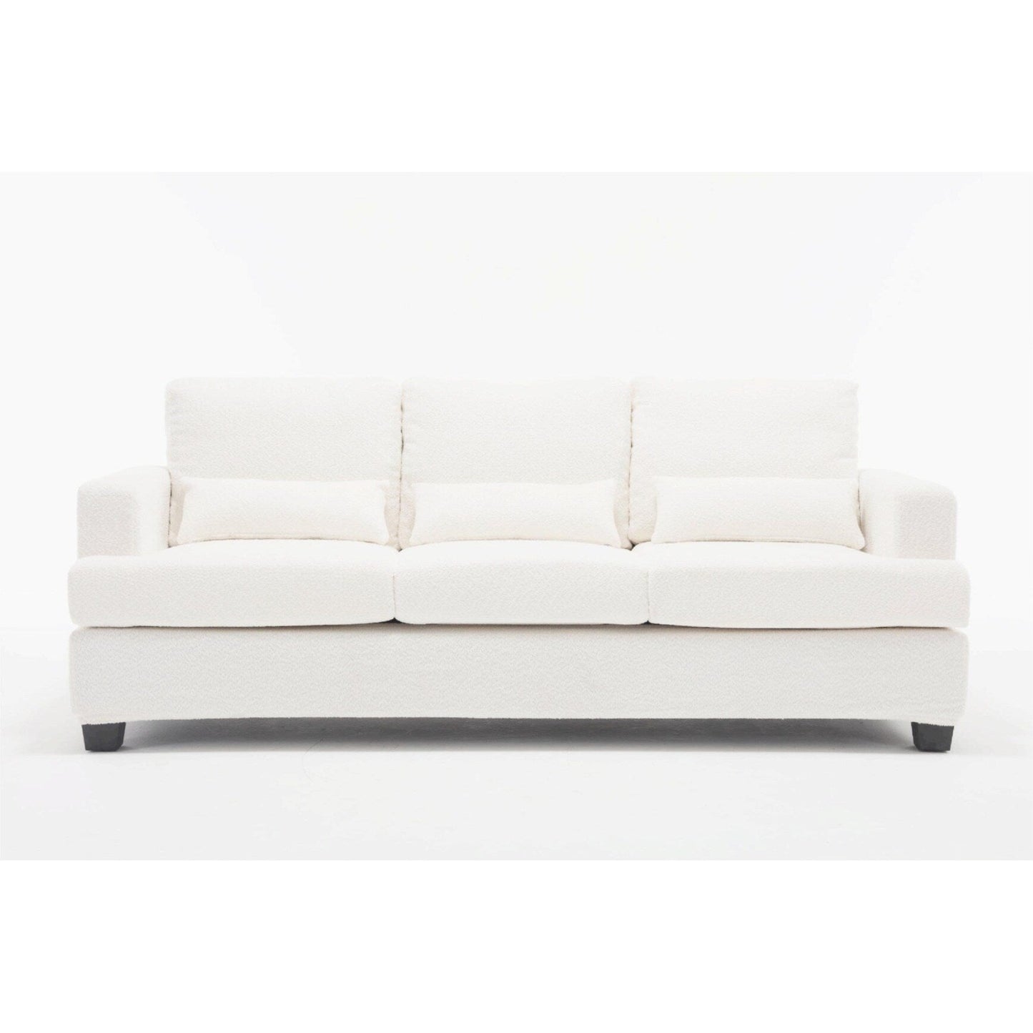 White 88.4'' Fabric 3-Seater Sofa with Removable Back Cushions