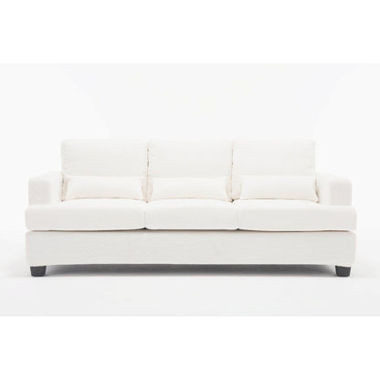 White 88.4'' Fabric 3-Seater Sofa with Removable Back Cushions
