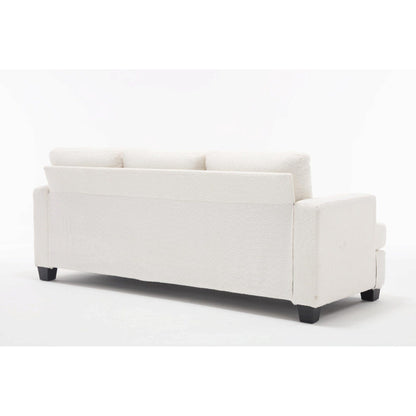 White 88.4'' Fabric Modern 3-Seater Sofa with Removable Back Cushions and Hardwood Frame