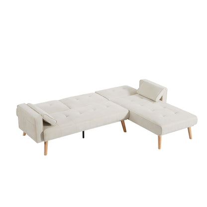 White 94.5'' Linen 3-Seater Sectional Sofa with Right Chaise and Storage Bag