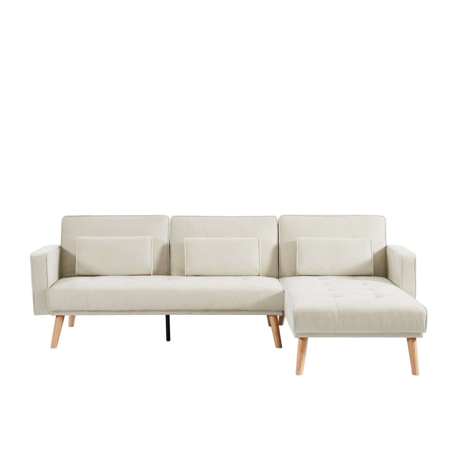 White 94.5'' Linen 3-Seater Sectional Sofa with Right Chaise and Storage Bag