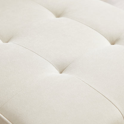 White 94.5'' Linen Convertible 3-Seater Sectional Sofa with Chaise and Organizer Bag