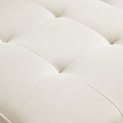White 94.5'' Linen Sectional Sofa with Right Chaise, Foam Cushions, and Storage Pocket