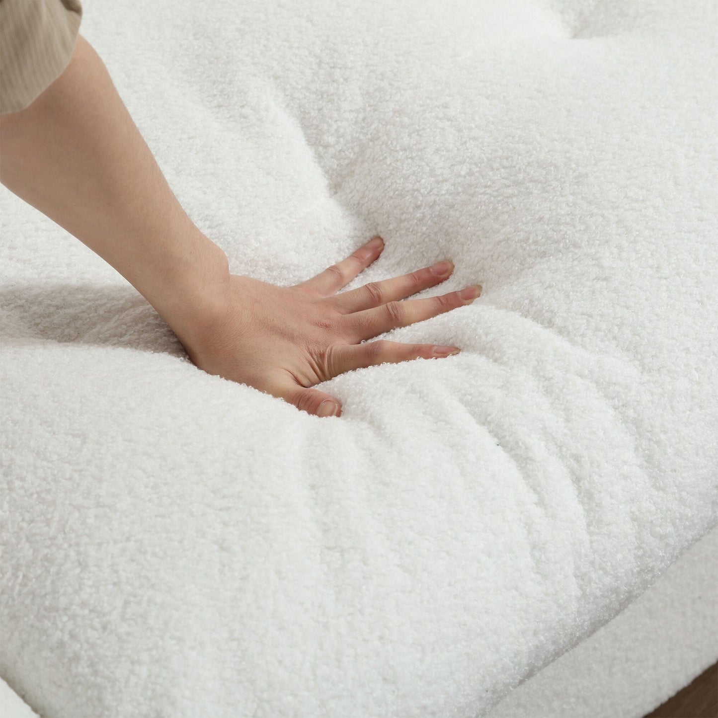 White 96.46'' 2-Seater Fabric Sofa with Cloud-Inspired Design, Plush Cushions, and Sturdy Plastic Feet