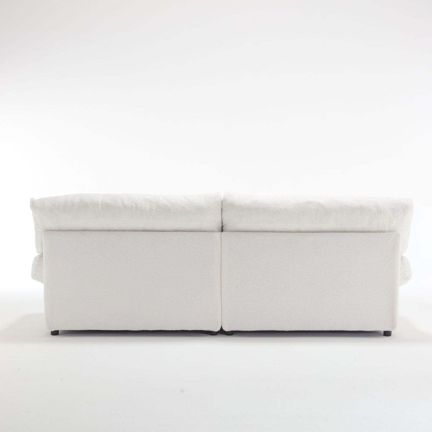White 96.46'' Fabric 2 Seater Sofa with Button Tufting, Comfy and Sturdy Frame for Living Room and Apartment