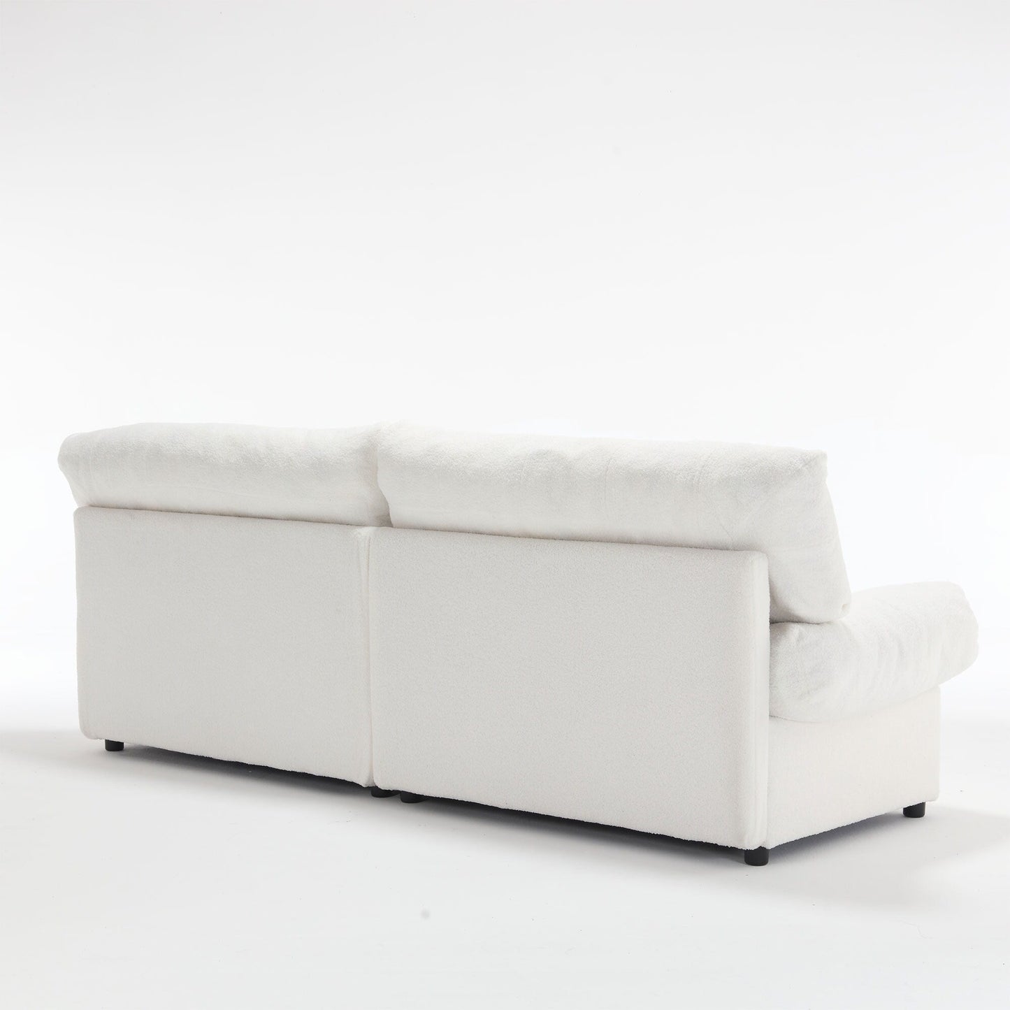 White 96.46'' Fabric 2 Seater Sofa with Button Tufting, Comfy and Sturdy Frame for Living Room and Apartment