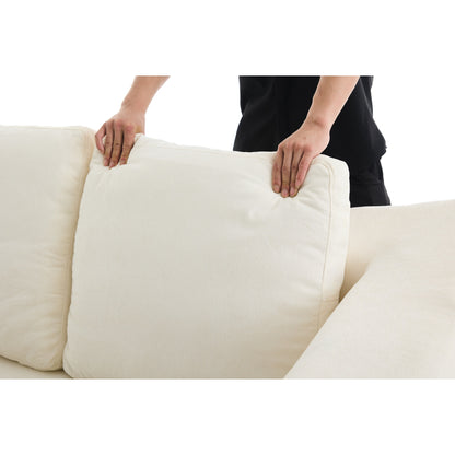 White Chenille Loveseat Fold-Out Floor Sofa Bed