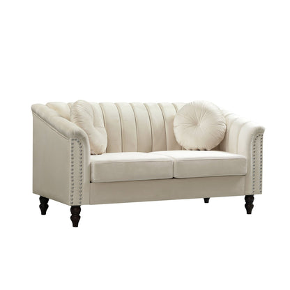 White Microfiber Living Room Sofa