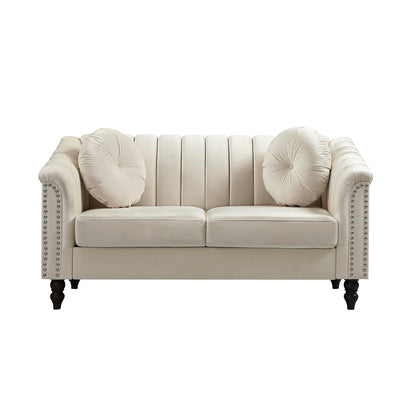 White Microfiber Living Room Sofa