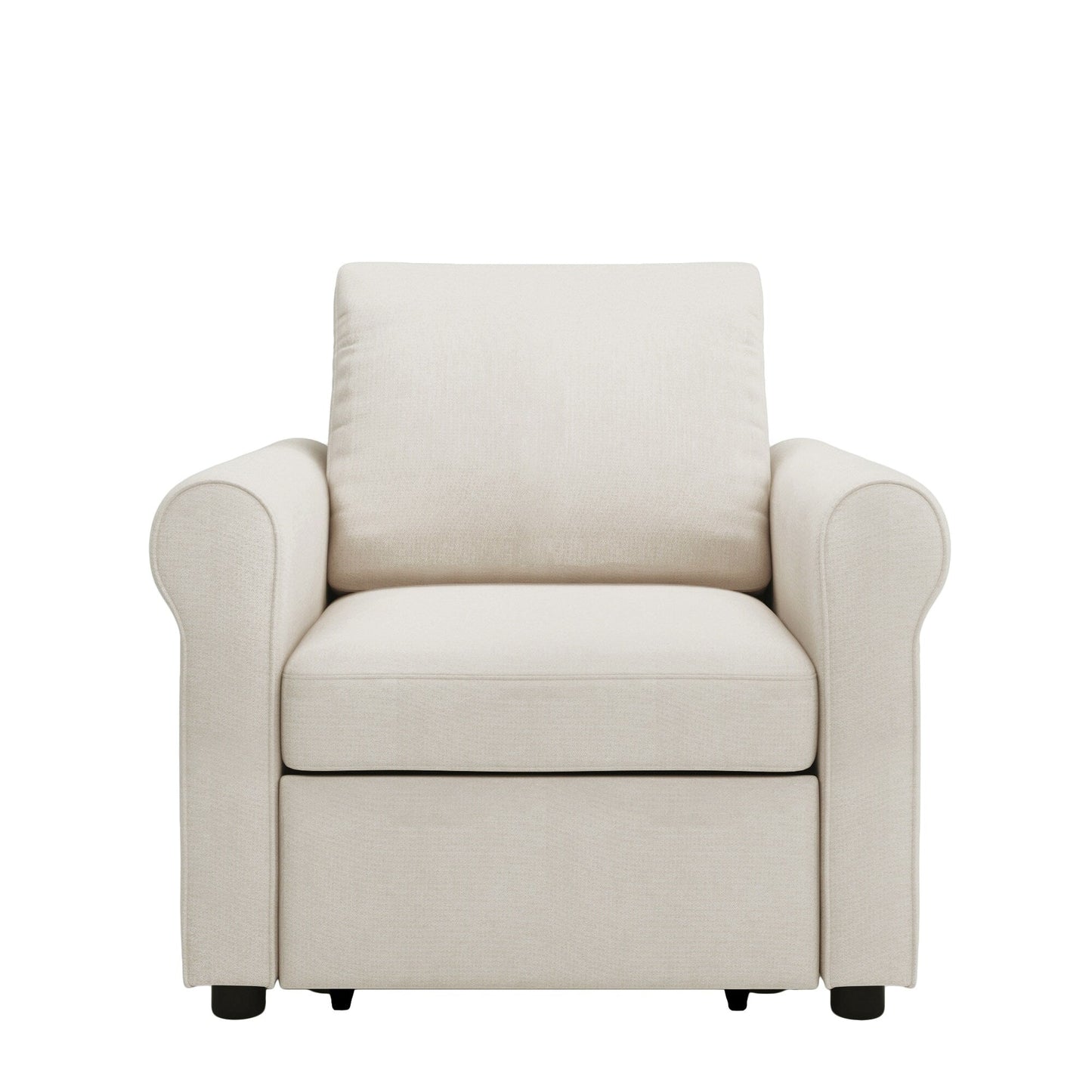 White Modern 34 3-in-1 Linen Convertible Single Sofa Bed with Adjust Backrest for Living Room