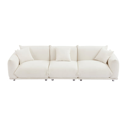 White Oversized 3-seater Sofa with Metal Legs