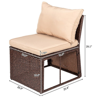 Wicker 9 - Person Outdoor Dining Conversation Set with Cushions