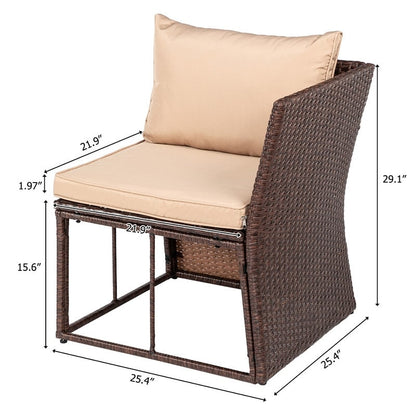 Wicker 9 - Person Outdoor Dining Conversation Set with Cushions
