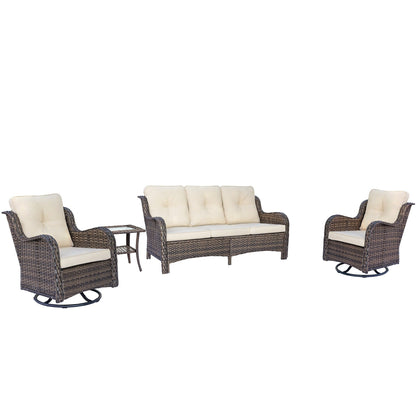 Rattan Wicker Outdoor Patio Furniture Set Swivel chairs with Cushions