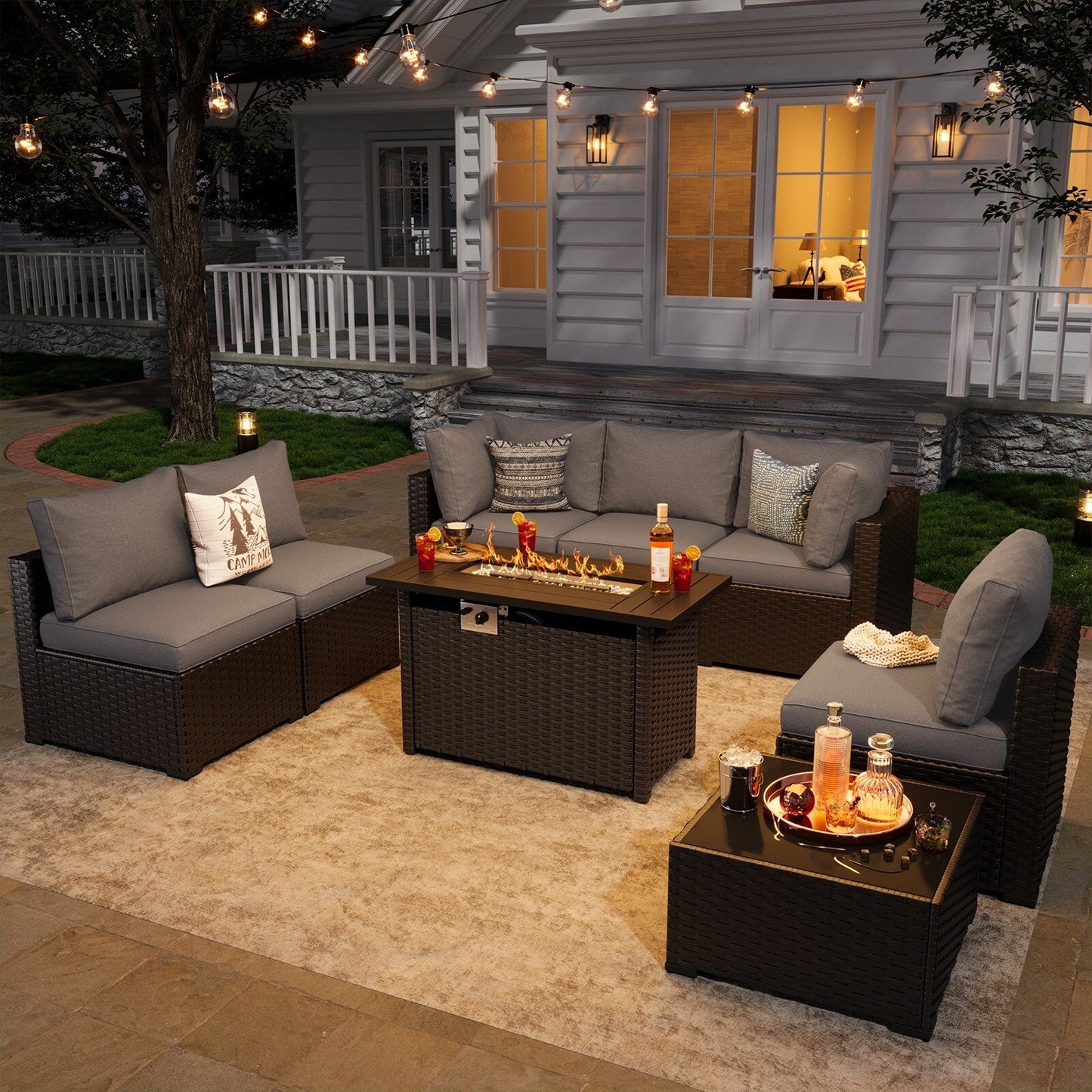 Wicker Rattan Patio Sectional Sofa Set