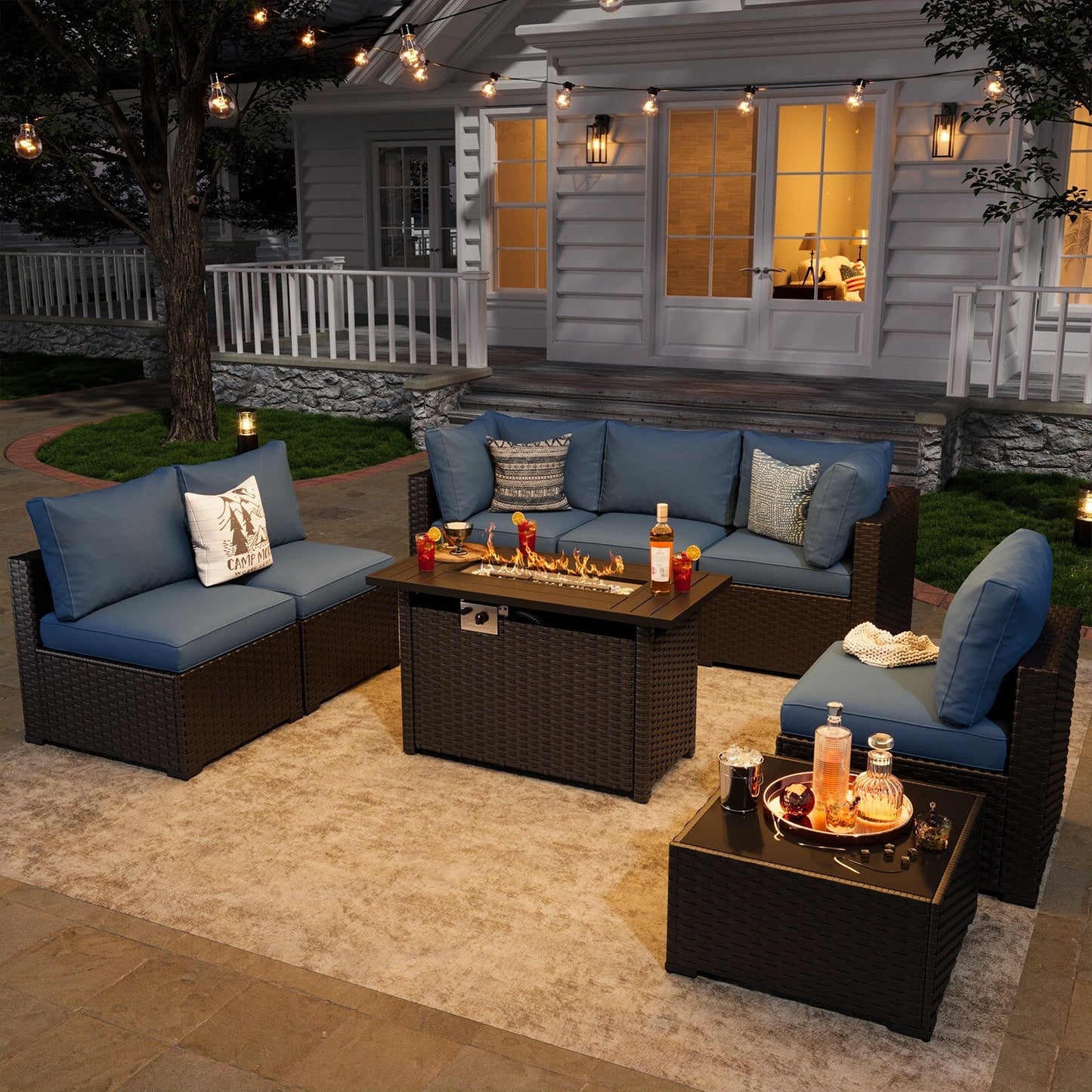 Wicker Rattan Patio Sectional Sofa Set