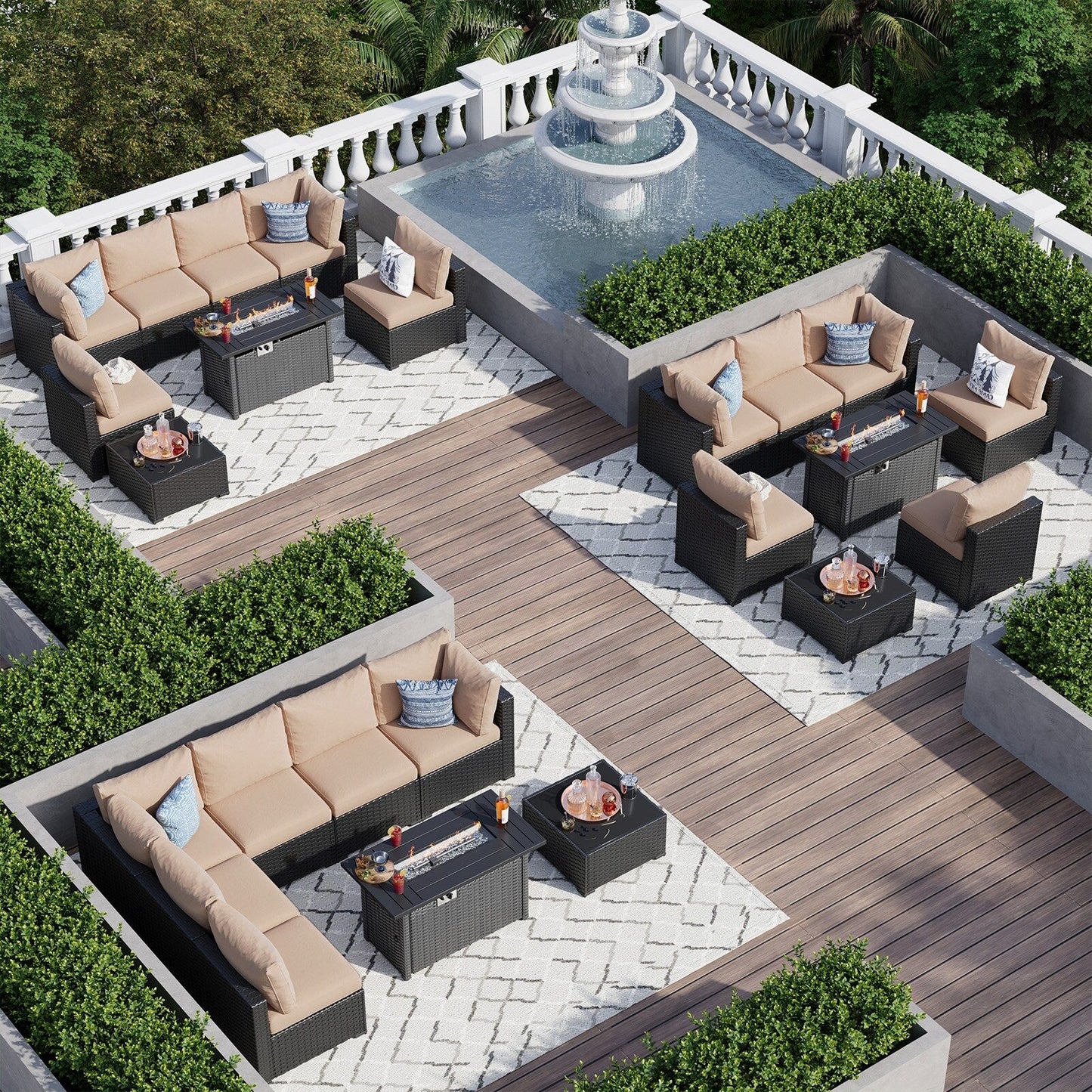 Wicker Rattan Patio Sectional Sofa Set