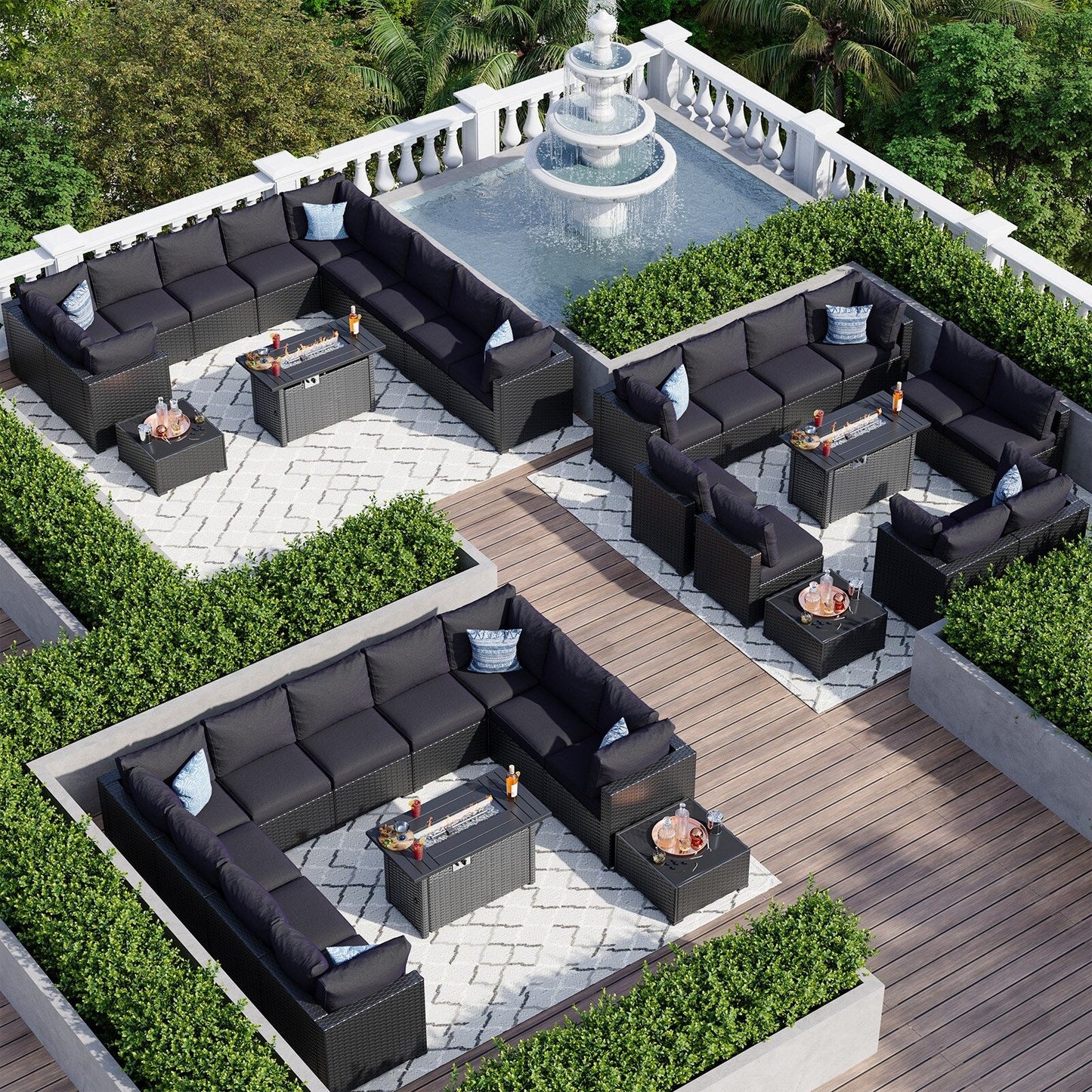 Wicker Rattan Patio Sectional Sofa Set