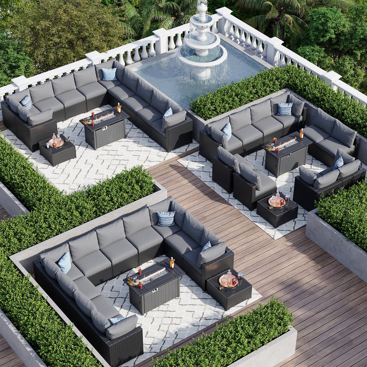 Wicker Rattan Patio Sectional Sofa Set