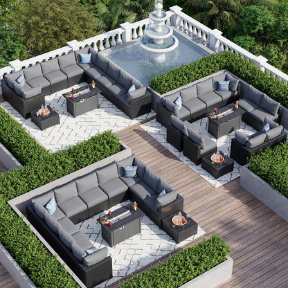 Wicker Rattan Patio Sectional Sofa Set