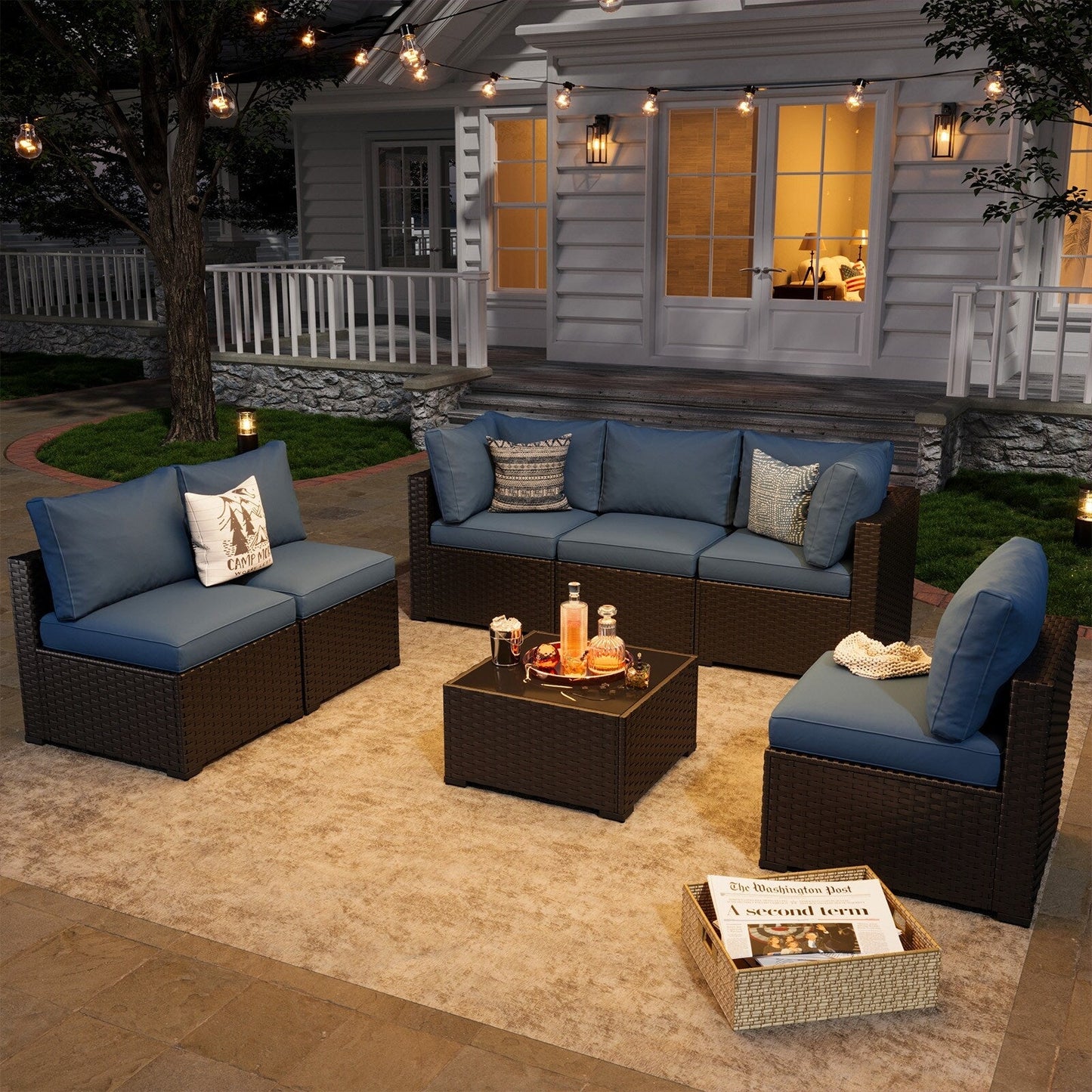 Wicker Rattan Patio Sectional Sofa Set