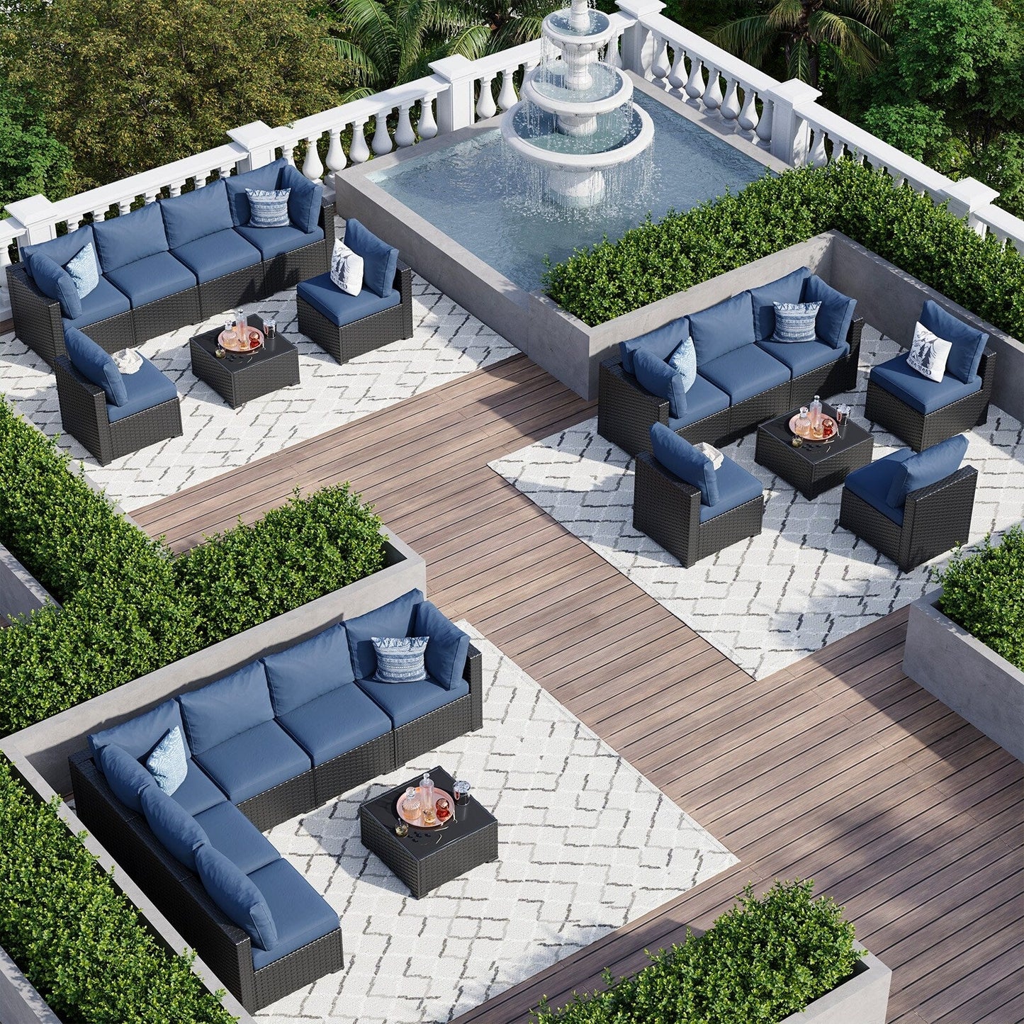 Wicker Rattan Patio Sectional Sofa Set