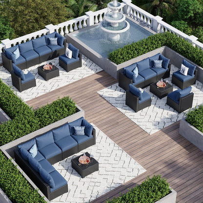 Wicker Rattan Patio Sectional Sofa Set