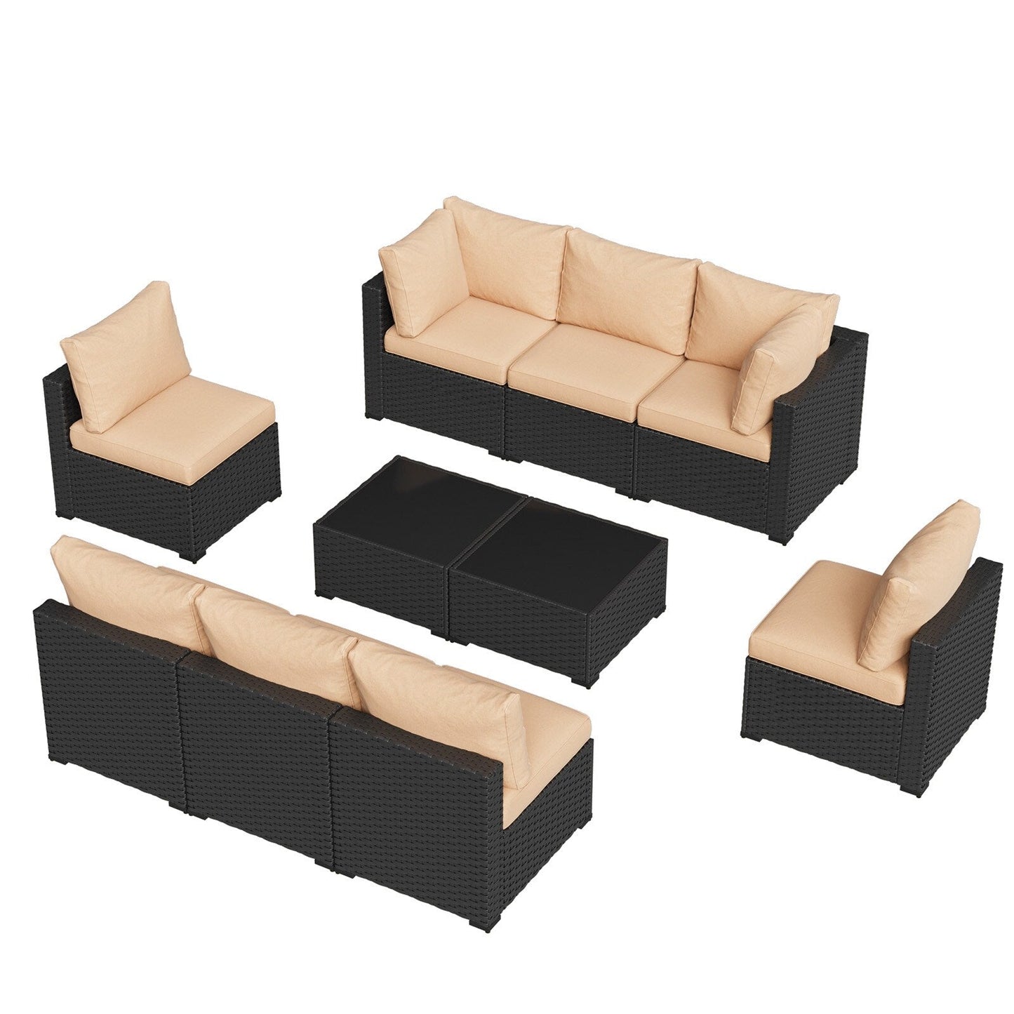 Wicker Rattan Patio Sectional Sofa Set